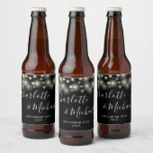 String Lights Signature Script Zwart Wit Bruiloft Bier Etiket (Flessen)