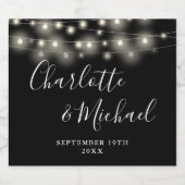 String Lights Signature Script Zwart Wit Bruiloft Bier Etiket (Enkel label)