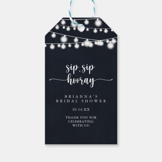String Lights SIP Hooray Vrijgezellenfeest Cadeaulabel (Voorkant)