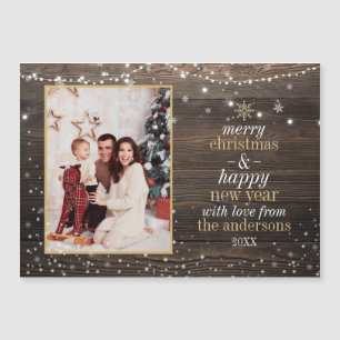 String Lights & Snowflakes Foto Wooden Holiday
