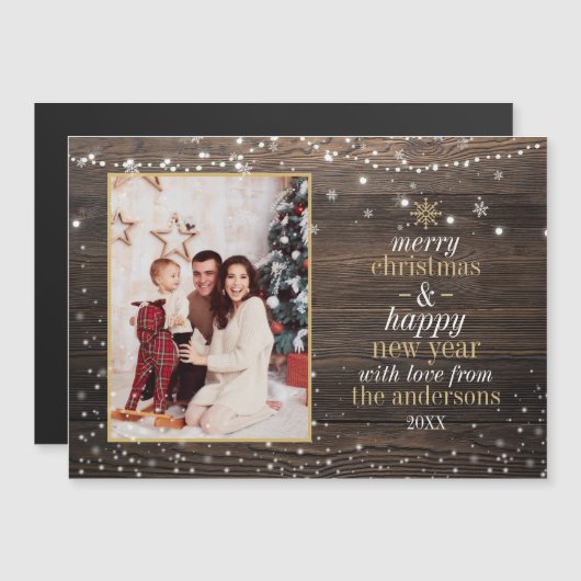 String Lights & Snowflakes | Houten vakantiefoto (Voorkant / Achterkant)