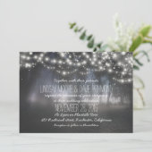 String Lights Sprankelende Rustieke bruiloft Uitno Kaart (Staand voorkant)