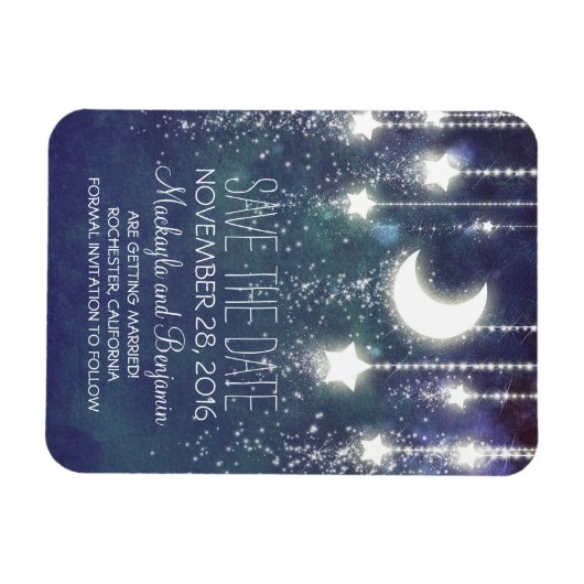 String Lights Sterren en Maan Opslaan De Datum Magneet (Horizontaal)