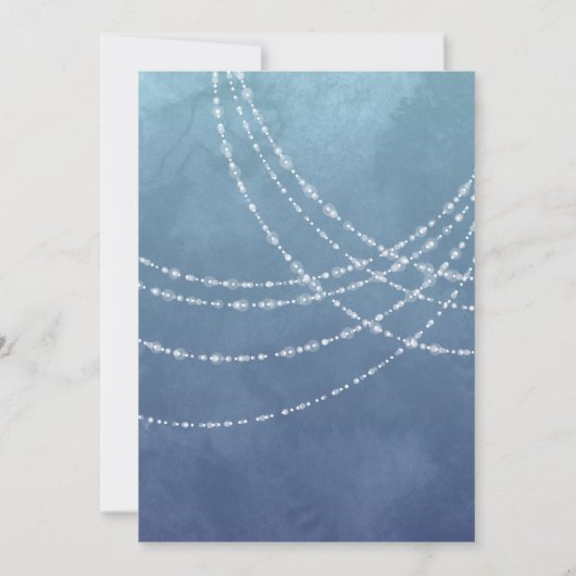 String Lights Stoffig Blauw Bruids Brunch Kaart (Achterkant)