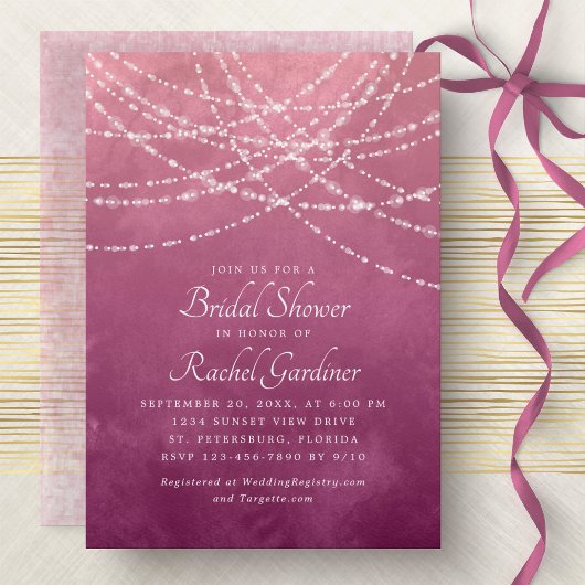 String Lights Stoffig Roos Roze Vrijgezellenfeest Kaart