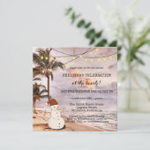 String Lights Strand Kerstfeest uitnodiging (Staand voorkant)