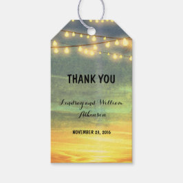 String Lights Strand Palmen Bruiloft Cadeaulabel