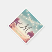 String Lights Summer Outdoorbruiloft Monogram Servetten (Hoek)