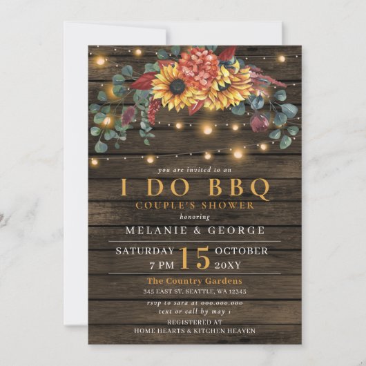 String Lights Sunflower I DO BBQ Couples Shower Kaart (Voorkant)