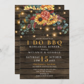 String Lights Sunflower I DO BBQ Rehearsal Dinner Kaart (Voorkant / Achterkant)