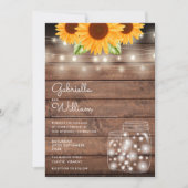 String Lights Sunflower Mason Jars Rustic Wedding Kaart (Voorkant)