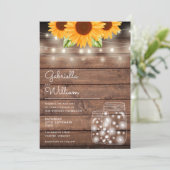 String Lights Sunflower Mason Jars Rustic Wedding Kaart (Staand voorkant)