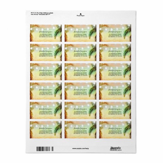 String Lights Sunset Beach Bruiloft Etiket (Full Sheet)