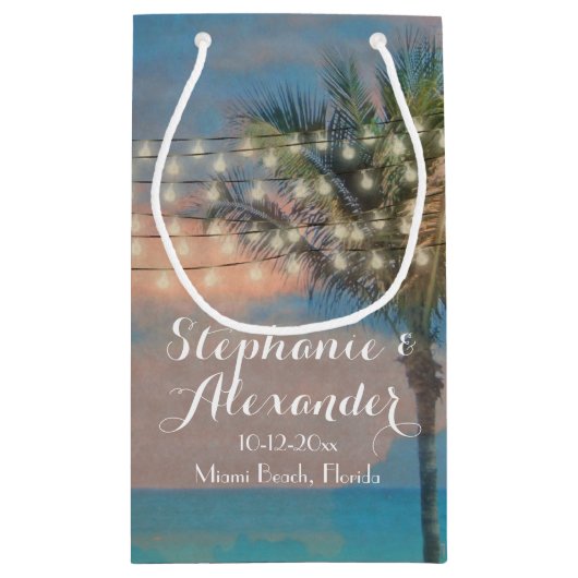  String Lights Sunset Beach Bruiloft Klein Cadeauzakje (Achterkant)