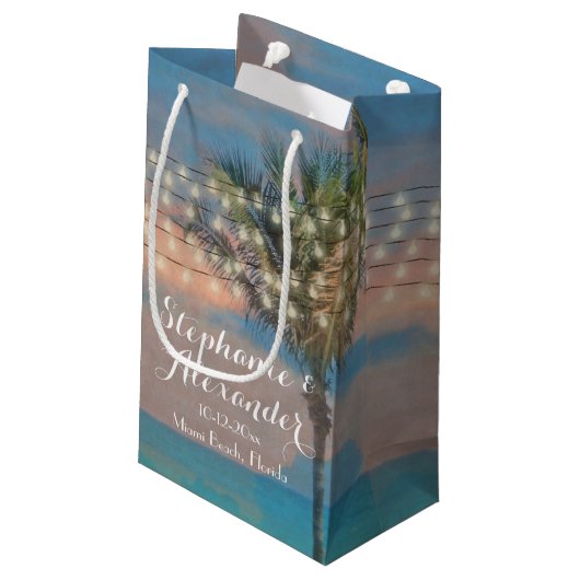  String Lights Sunset Beach Bruiloft Klein Cadeauzakje (Achterkant Gekanteld)