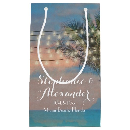 String Lights Sunset Beach Bruiloft Klein Cadeauzakje (Voorkant)