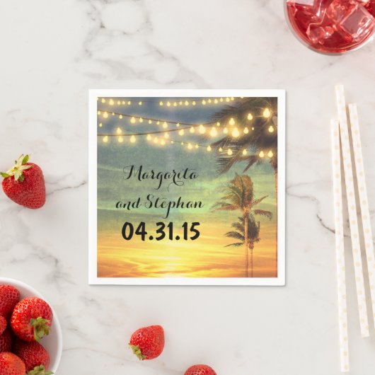 String Lights Sunset Beach Bruiloft Servetten (Insitu)