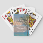 String Lights Sunset Beach Bruiloft Speelkaarten (Achterkant)