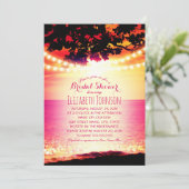 String Lights Sunset Tropical Beach Vrijgezellenfe Kaart (Staand voorkant)