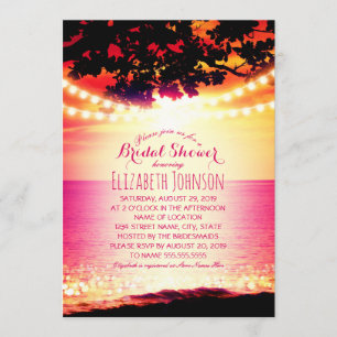 String Lights Sunset Tropical Beach Vrijgezellenfe Kaart