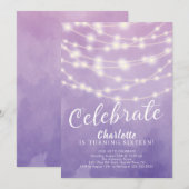 String Lights Sweet 16th Birthday Invitation Kaart (Voorkant / Achterkant)