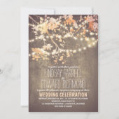 String Lights Tak Rustieke Blush Bruiloft Kaart (Voorkant)