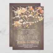 String Lights Tak Rustieke Blush Bruiloft Kaart (Voorkant / Achterkant)