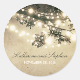 String Lights takken rustieke bruiloft Ronde Sticker