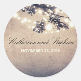 String Lights takken rustieke bruiloft Ronde Sticker