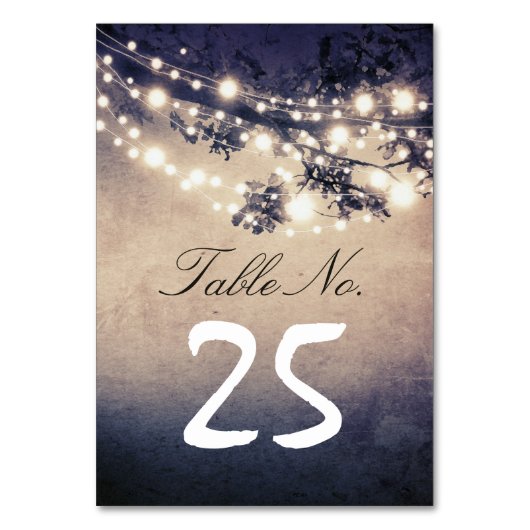 String Lights takken tabel nummer kaarten (Voorkant)