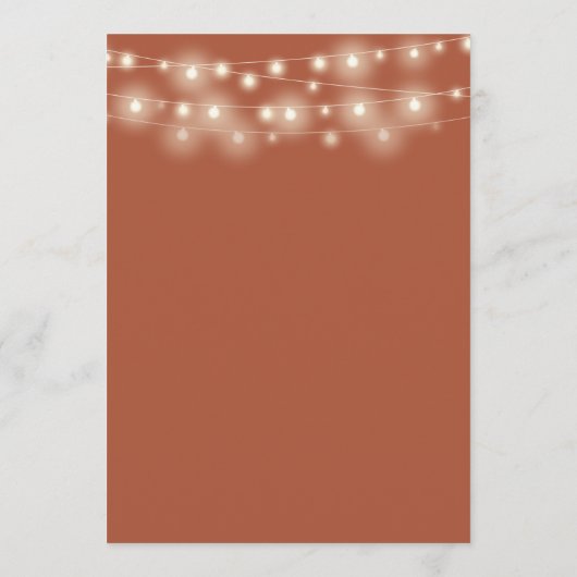 String Lights Terracotta Bloemenbruiloft Menu (Achterkant)