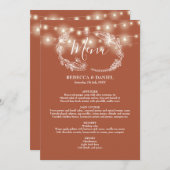 String Lights Terracotta Bloemenbruiloft Menu (Voorkant / Achterkant)