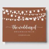 String Lights Terracotta Calligrafie Bruiloft Gastenboek (Voorkant)
