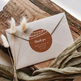 String Lights Terracotta Dank u bruiloft gunst Ronde Sticker