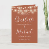 String Lights Terracotta Elegant Script Bruiloft Programma (Voorkant)