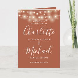 String Lights Terracotta Elegant Script Bruiloft Programma