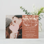String Lights Terracotta Foto Alles In Een Bruilof Kaart (Staand voorkant)