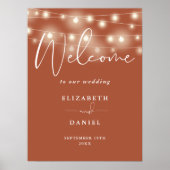String Lights Terracotta Wedding Welcome Sign Poster (Voorkant)