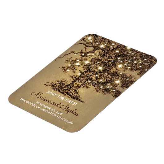 String Lights Tree Rustic De datum opslaan Magneet (Linkerzijde)