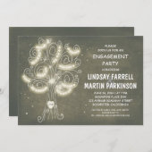 String Lights Tree Rustic Engagement Party Kaart (Voorkant / Achterkant)