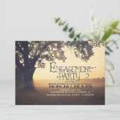 String Lights Tree Rustic Engagement Party Uitnodi Kaart (Staand voorkant)