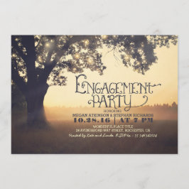 String Lights Tree Rustic Engagement Party Uitnodi Kaart