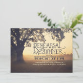 String Lights Tree Rustic Repetitie Diner Uitnodig Kaart (Staand voorkant)