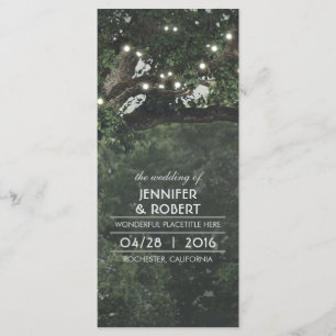 String Lights Tree-Rustic Woodland bruiloft progra Programmakaart