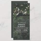String Lights Tree-Rustic Woodland bruiloft progra Programmakaart (Voorkant / Achterkant)