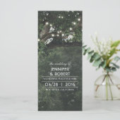String Lights Tree-Rustic Woodland bruiloft progra Programmakaart (Staand voorkant)
