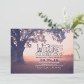String Lights Tree rustieke bruiloft uitnodiging (Staand voorkant)