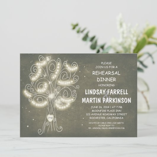 String Lights Tree rustieke repetitie diner Kaart (Staand voorkant)