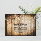 String Lights Tree  Schuur Hout Vrijgezellenfeest Kaart (Staand voorkant)