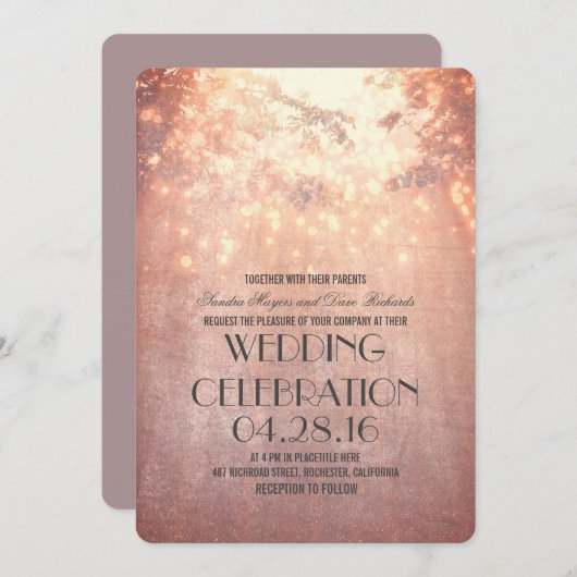 String Lights Tree takken rustieke bruiloft Kaart (Voorkant / Achterkant)